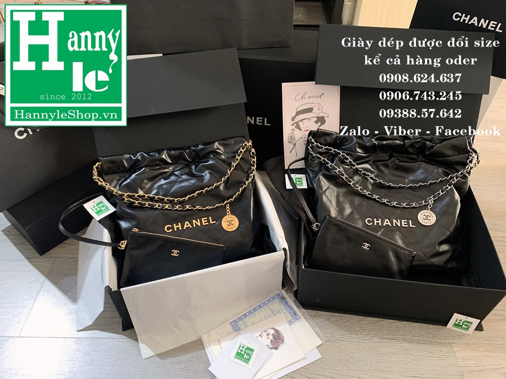 Chanel 22 mini handbag Shiny calfskin  goldtone metal  black  Fashion   CHANEL