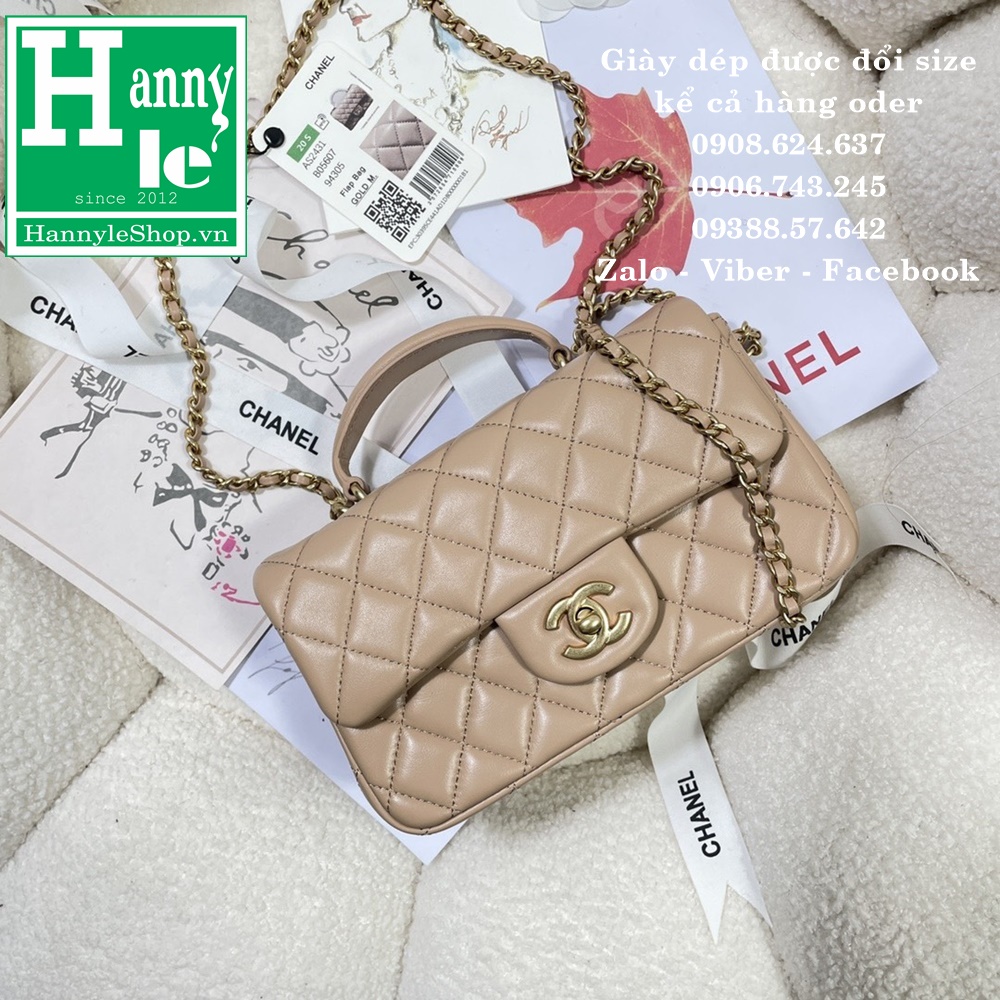Túi Chanel Hand Classic Size 20 Cm Pink Nude Lamskin 518-1